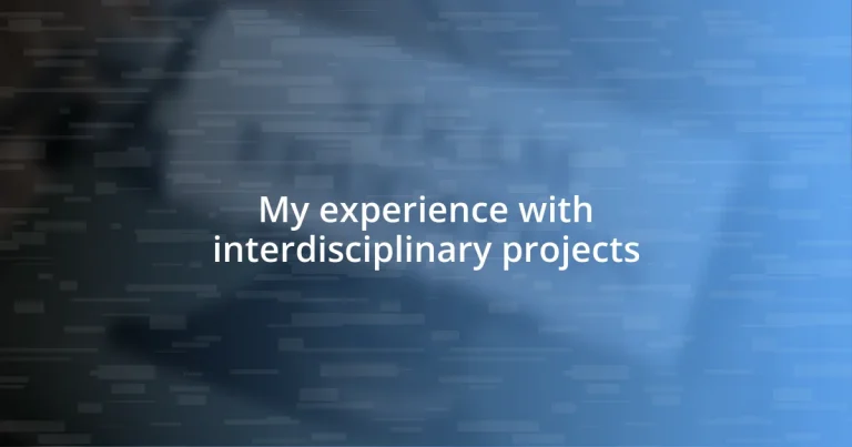 My experience with interdisciplinary projects