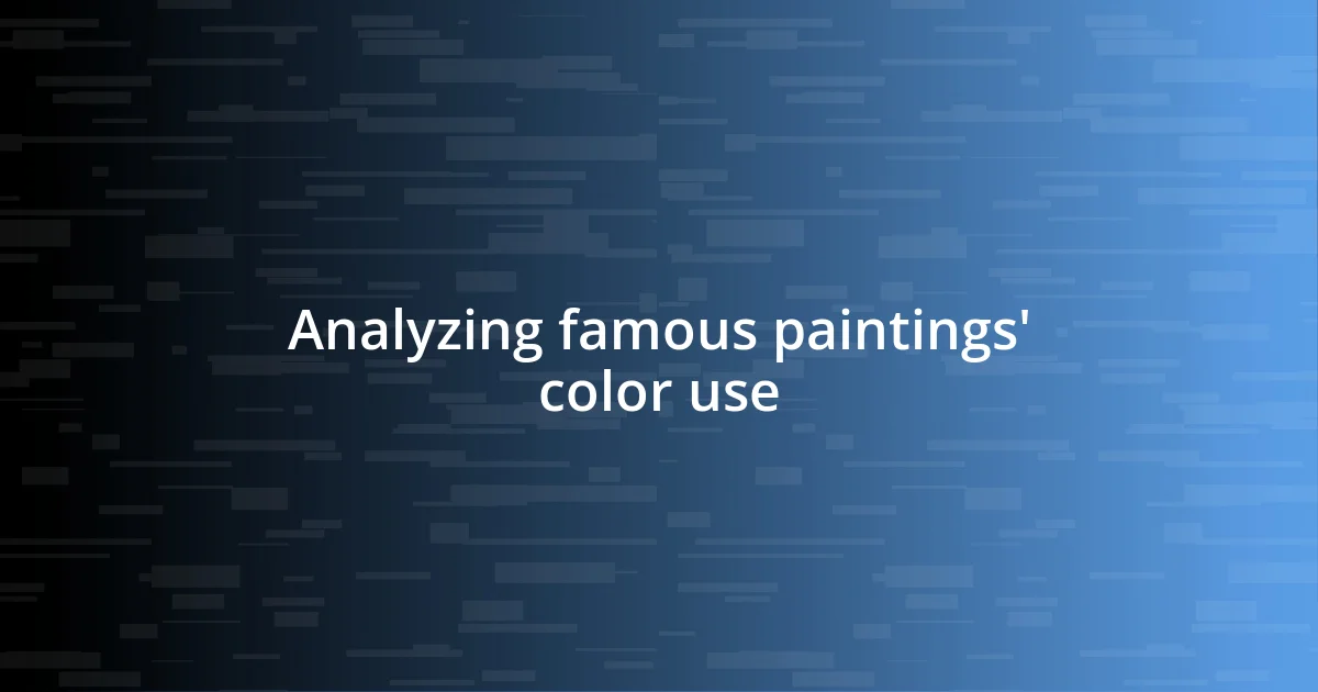 Analyzing famous paintings